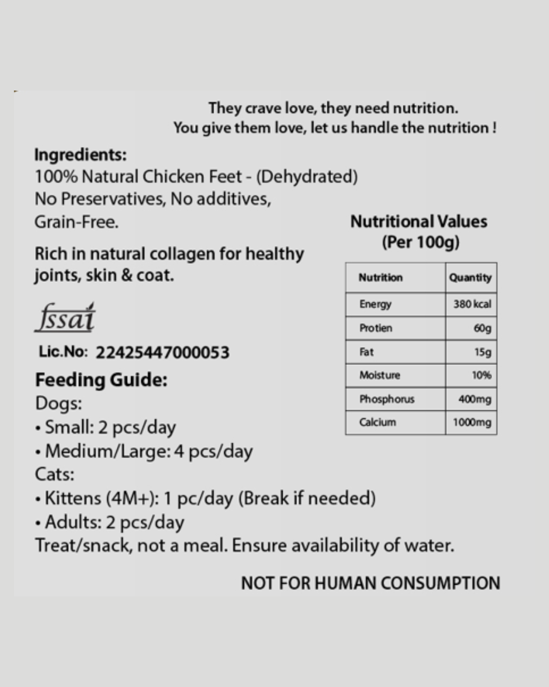 Hip & Bone Care - Dehydrated Chicken Feet (100 Grams)