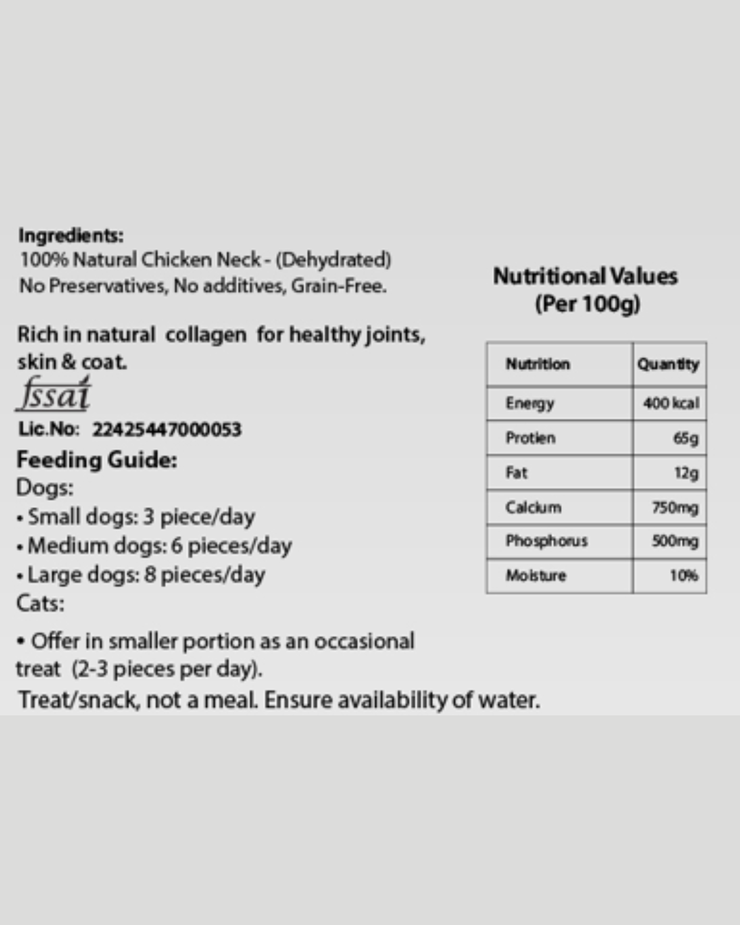 Skin, Hair & Gut Care - Dehydrated Chicken Neck Cut (50 Grams)